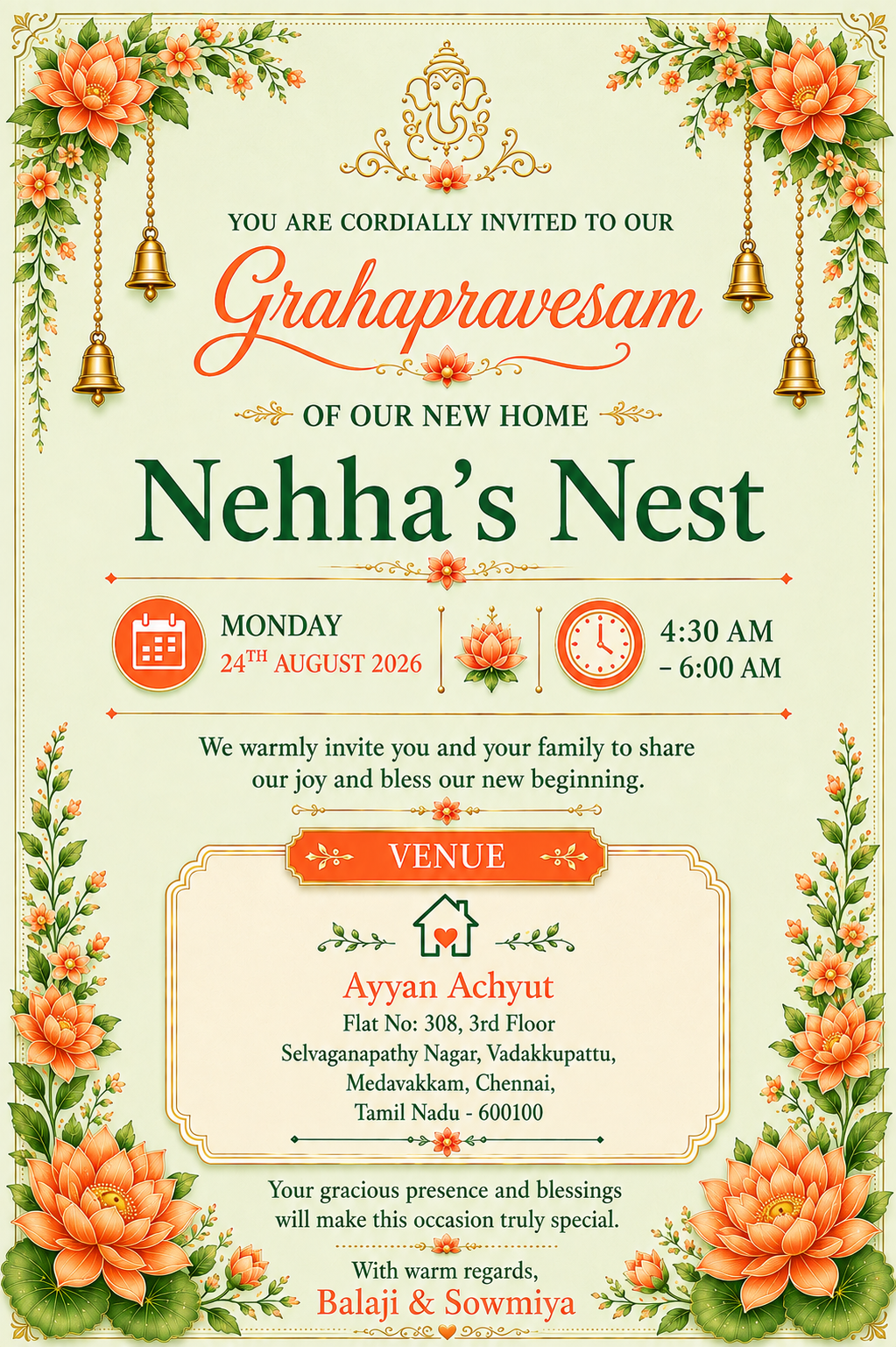 Nehhalaya Housewarming Invitation